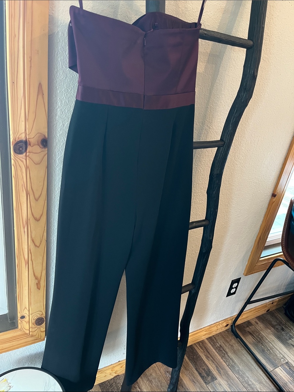 White House Black Market Strapless Purple Bow Bodice Wide-Leg Jumpsuit - Picture 5 of 5